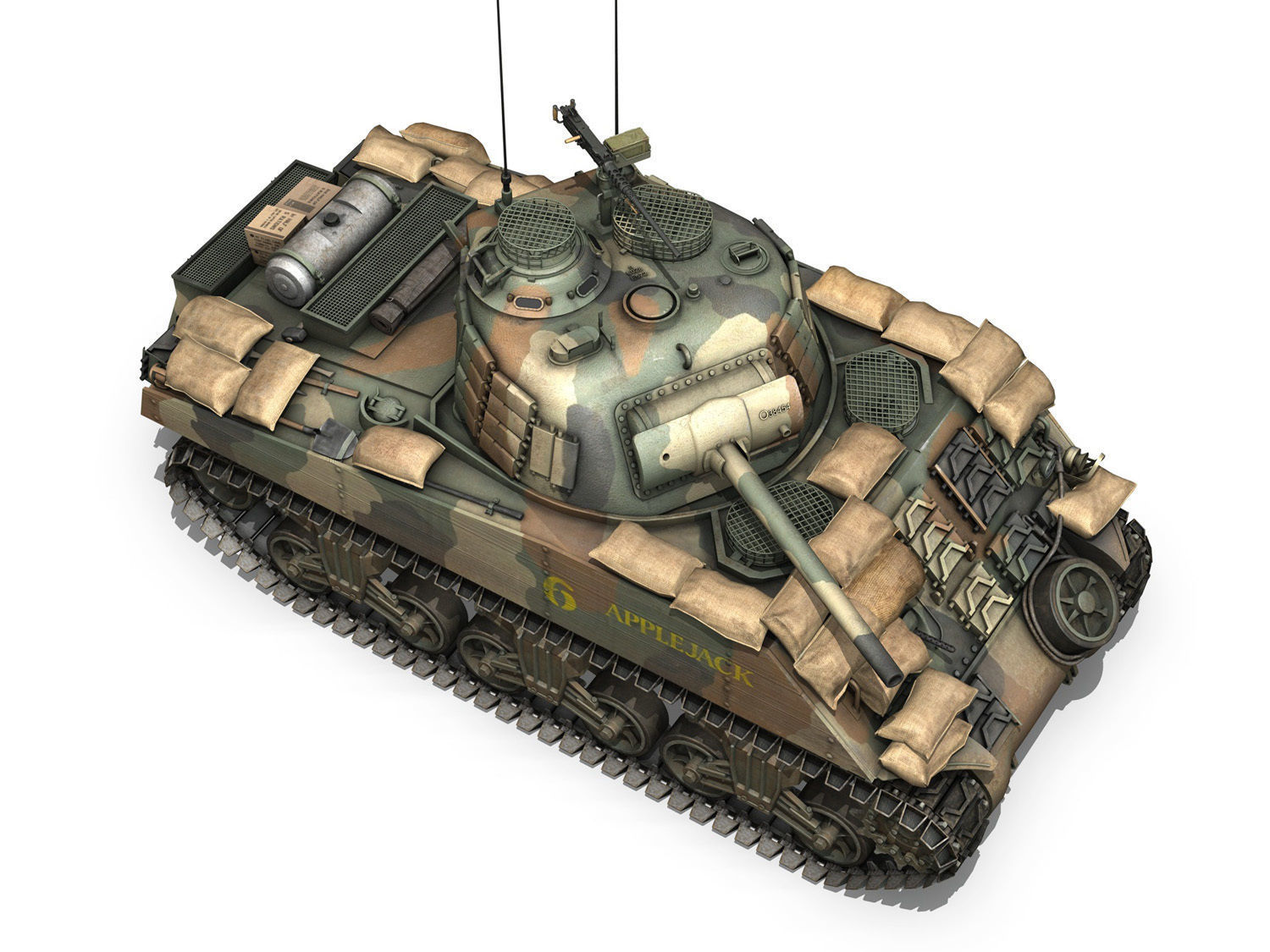 M4A3 Sherman - Applejack 3D model_8