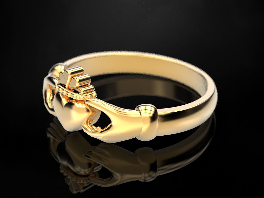 Claddagh ring 2 3D print model_2