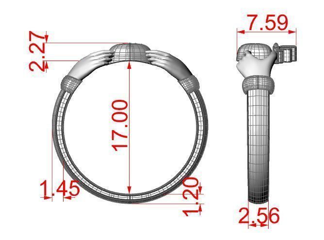 Claddagh ring 2 3D print model_4
