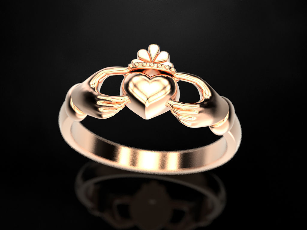 Claddagh ring 2 3D print model_9
