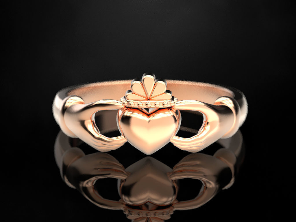 Claddagh ring 2 3D print model_8