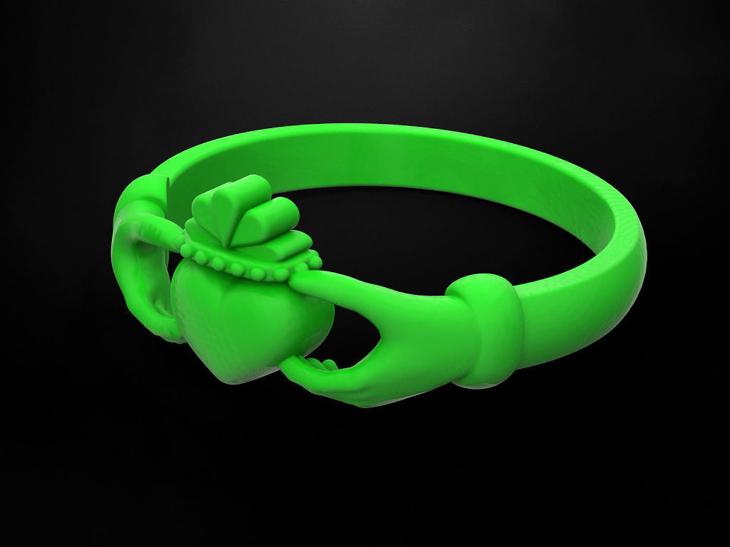Claddagh ring 2 3D print model_3