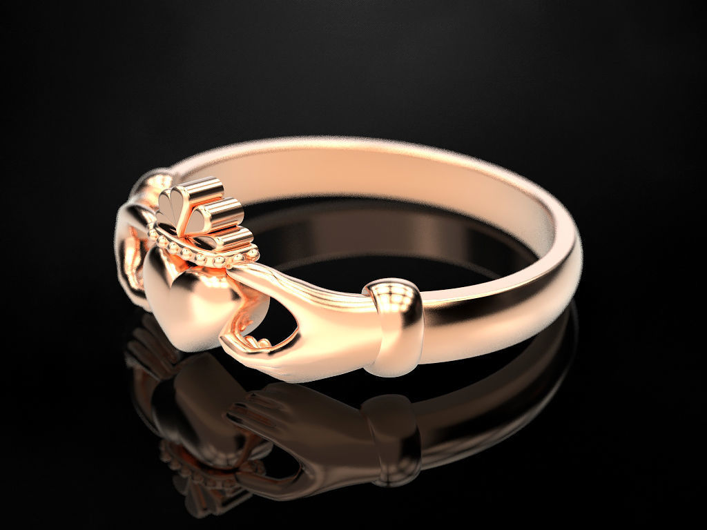Claddagh ring 2 3D print model_10