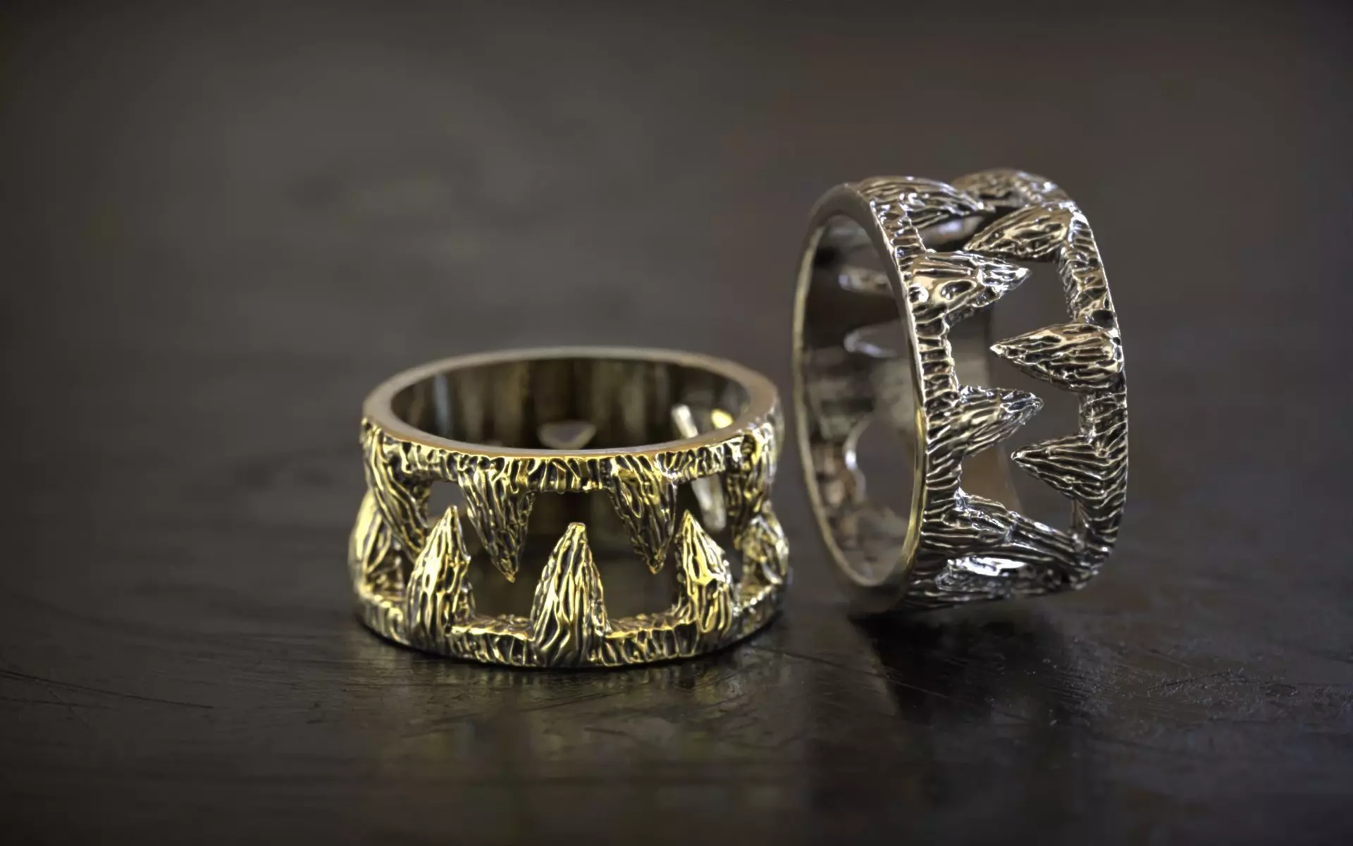 Claw Fang Gents Stone Texture Ring 3D print model