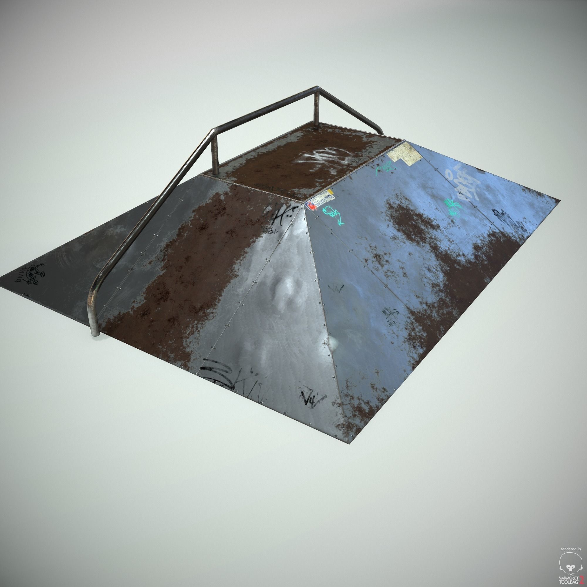 Rail Ractangle Skate Ramp PBR LOW POLY Low-poly 3D model_9
