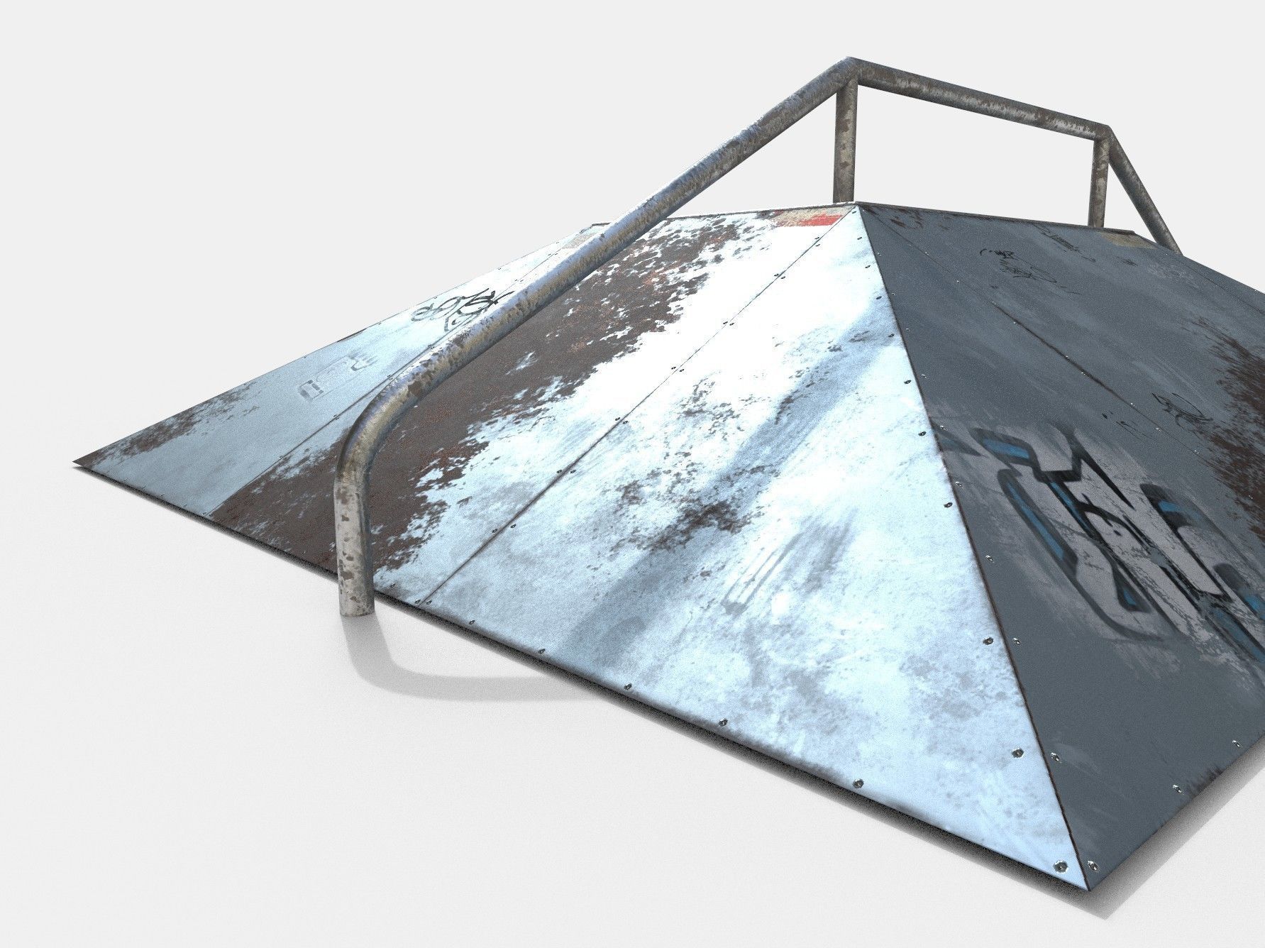 Rail Ractangle Skate Ramp PBR LOW POLY Low-poly 3D model_3
