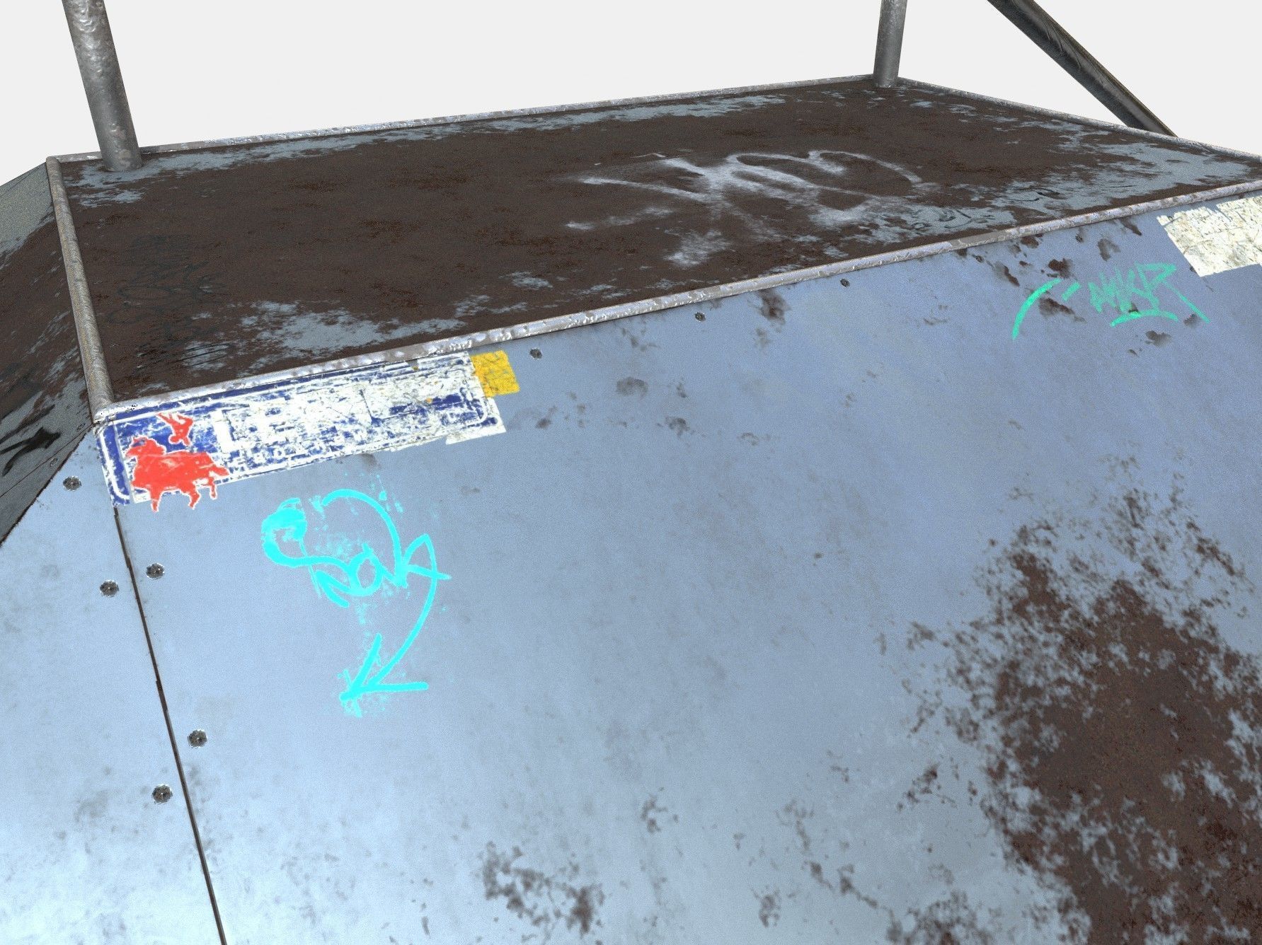 Rail Ractangle Skate Ramp PBR LOW POLY Low-poly 3D model_6