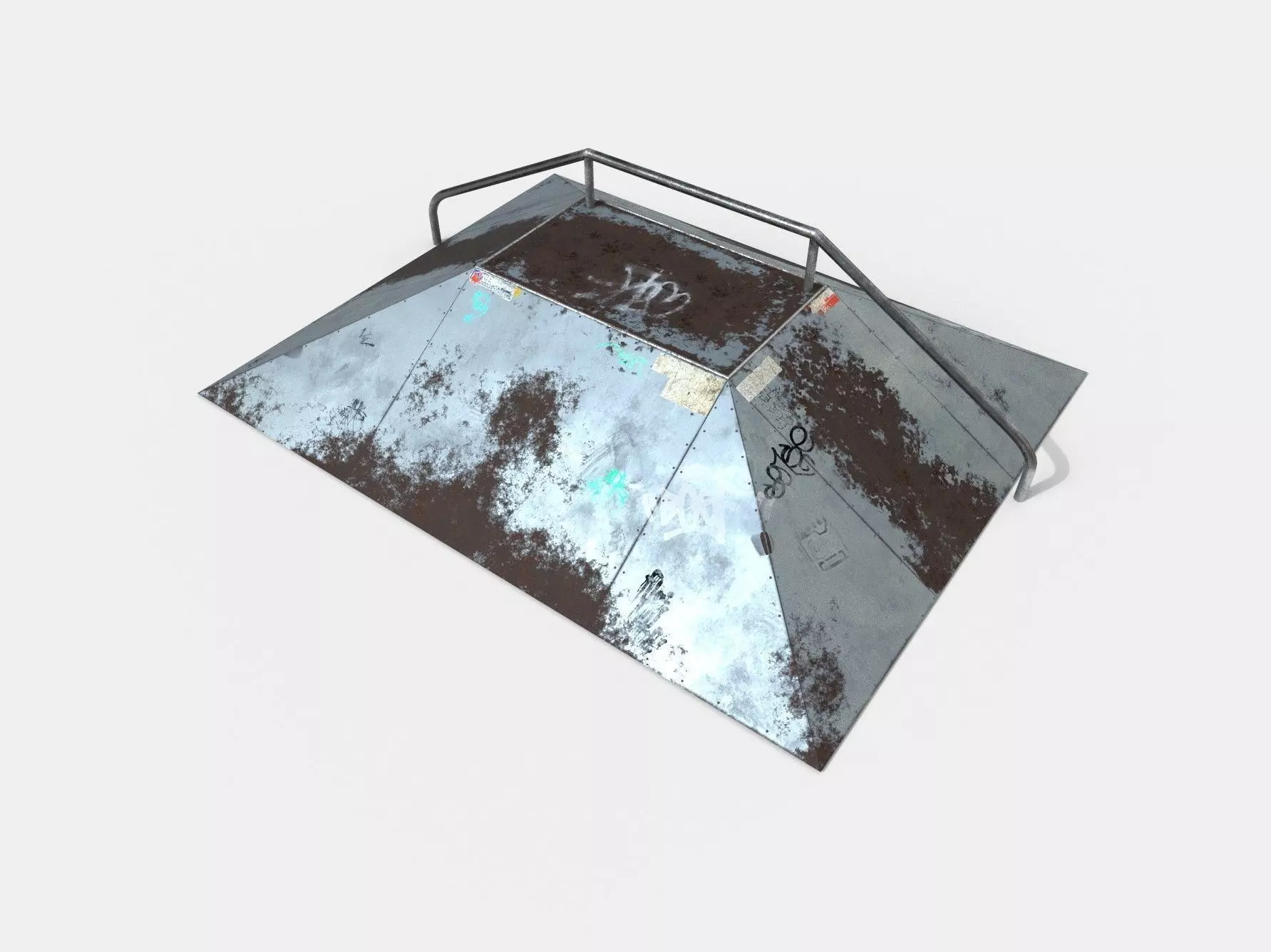 Rail Ractangle Skate Ramp PBR LOW POLY Low-poly 3D model_0