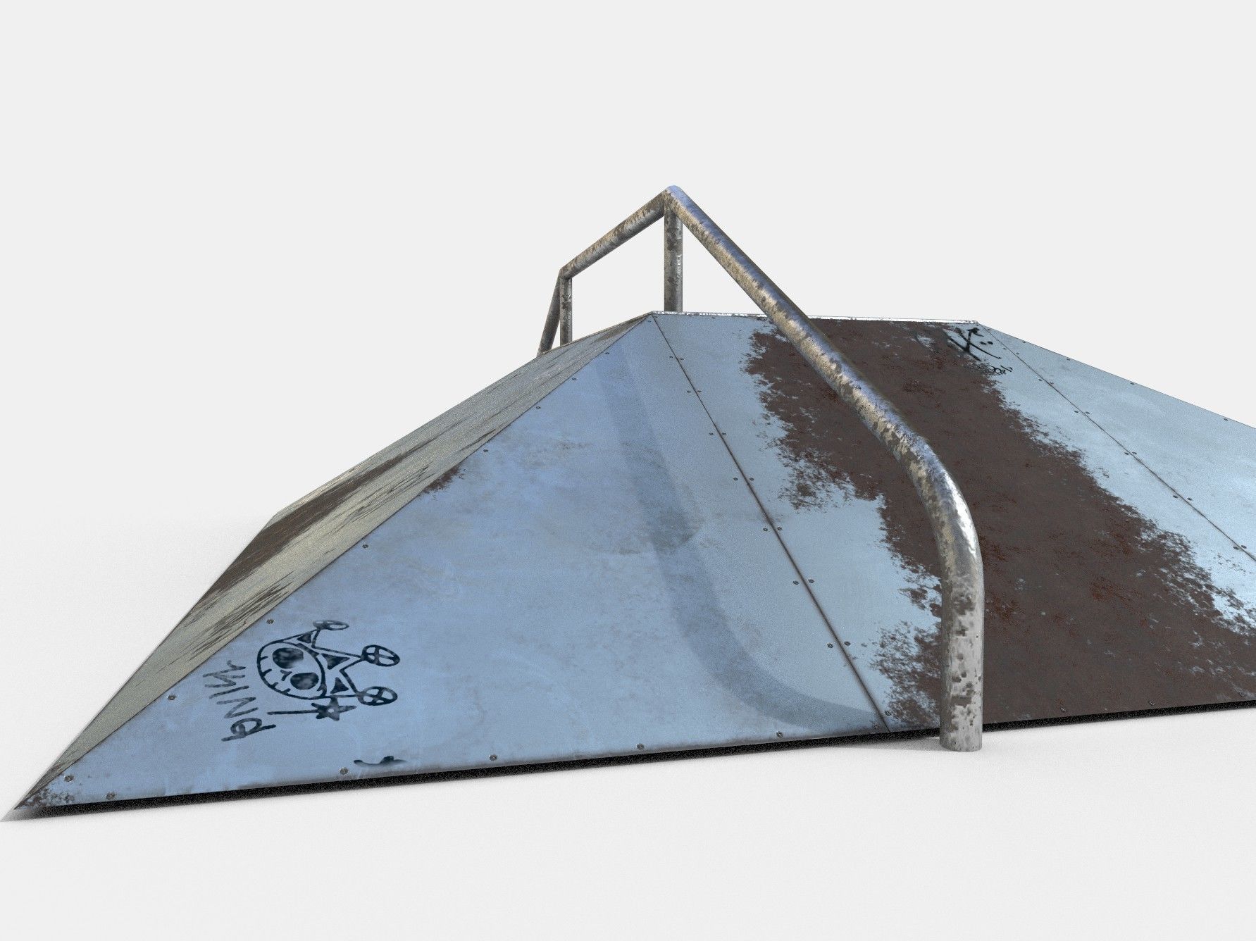 Rail Ractangle Skate Ramp PBR LOW POLY Low-poly 3D model_4