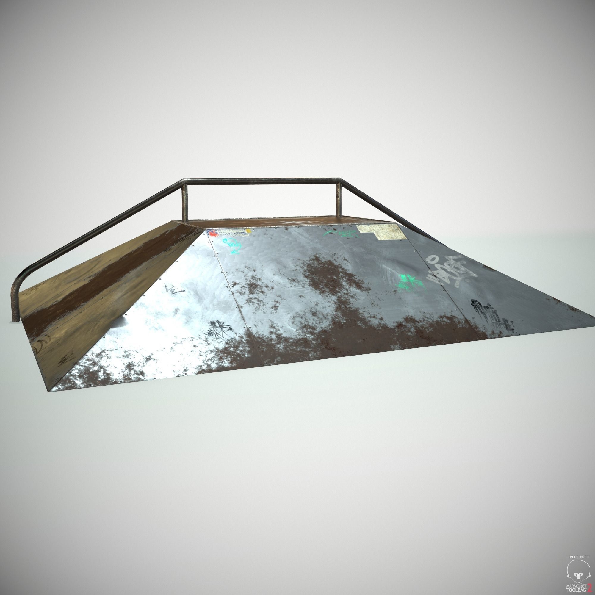 Rail Ractangle Skate Ramp PBR LOW POLY Low-poly 3D model_8