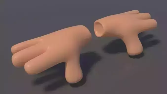 Cartoon Glove Hands Low-poly 3D model
