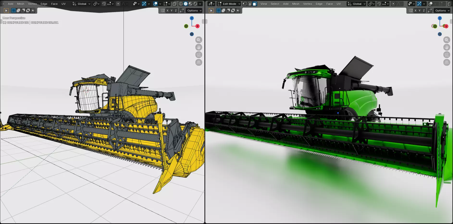 High-Detail Combine Harvester CR1090 Green Premium Low-poly Low-poly 3D model