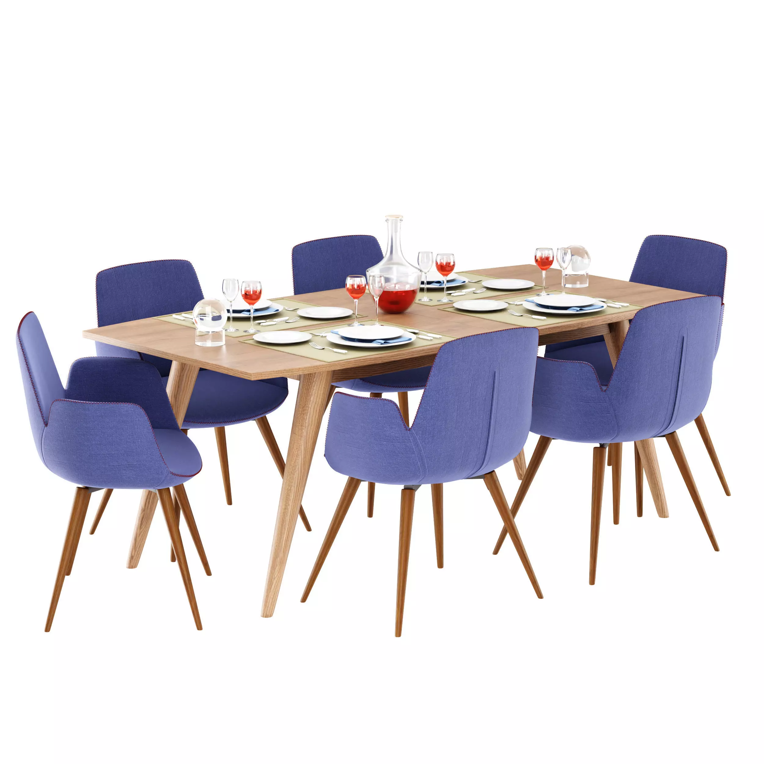 Modern dining table chair set 3d model 3D model
