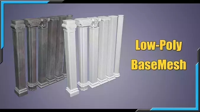 Building Architecture Element Textured Base Mesh 14 Low-poly 3D model 5