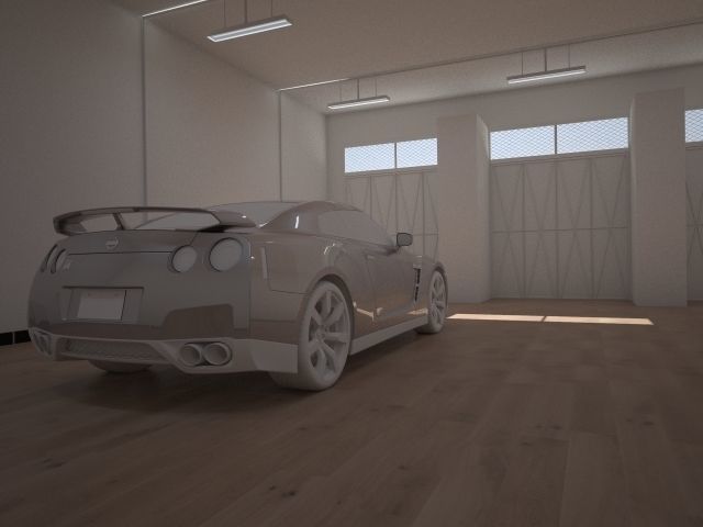 studio render 3 empty room with wooden floor Low-poly 3D model_5