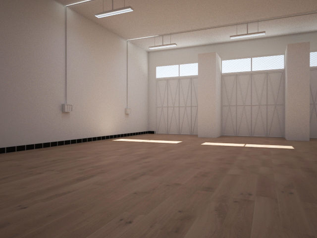 studio render 3 empty room with wooden floor Low-poly 3D model_2