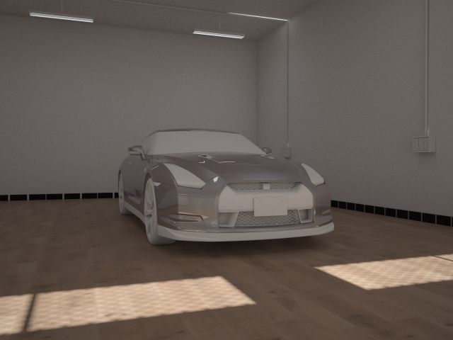 studio render 3 empty room with wooden floor Low-poly 3D model_7