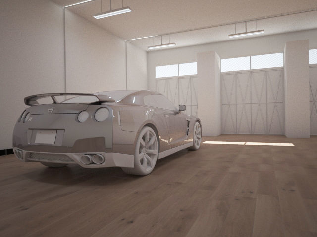 studio render 3 empty room with wooden floor Low-poly 3D model_4