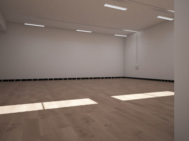studio render 3 empty room with wooden floor Low-poly 3D model