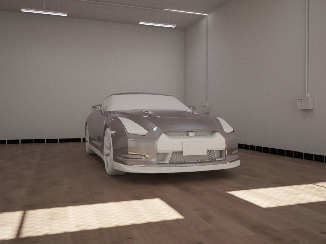 studio render 3 empty room with wooden floor Low-poly 3D model_6