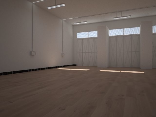 studio render 3 empty room with wooden floor Low-poly 3D model_1