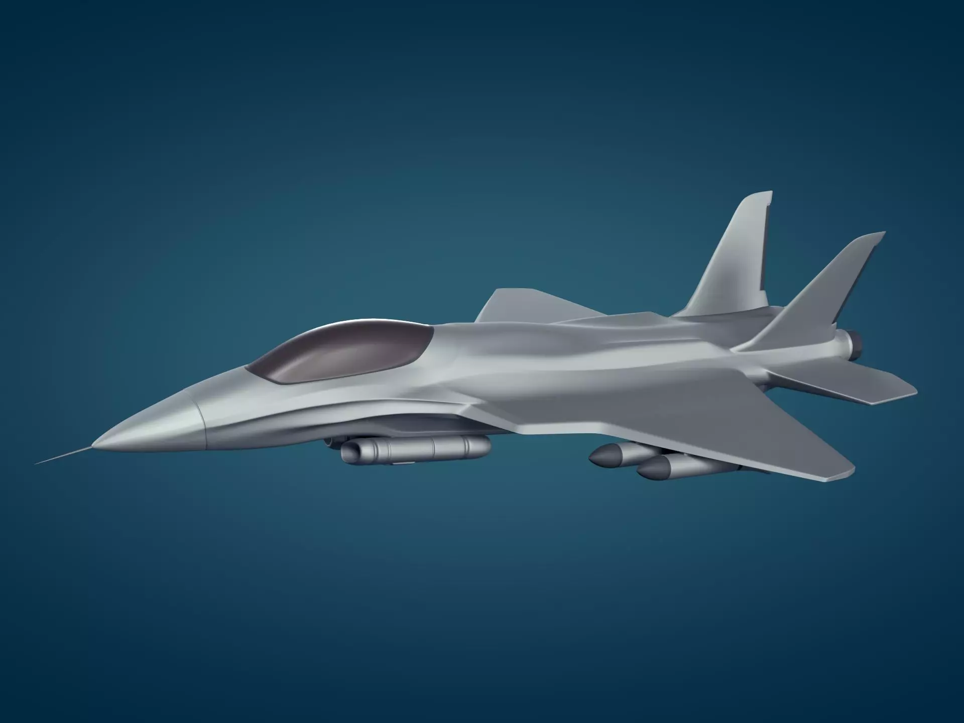 Generic Fighter Jet - Military Aircraft - Attack Combat Airplane Low-poly 3D model