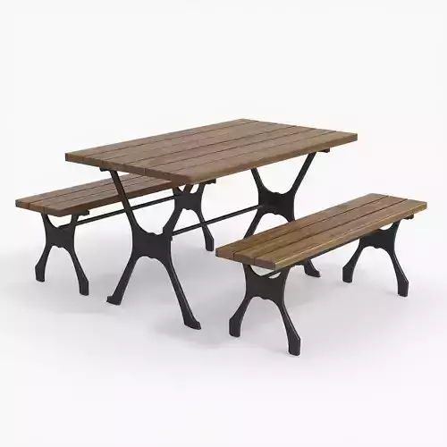 Weathered Urban Picnic Table 3D Model
