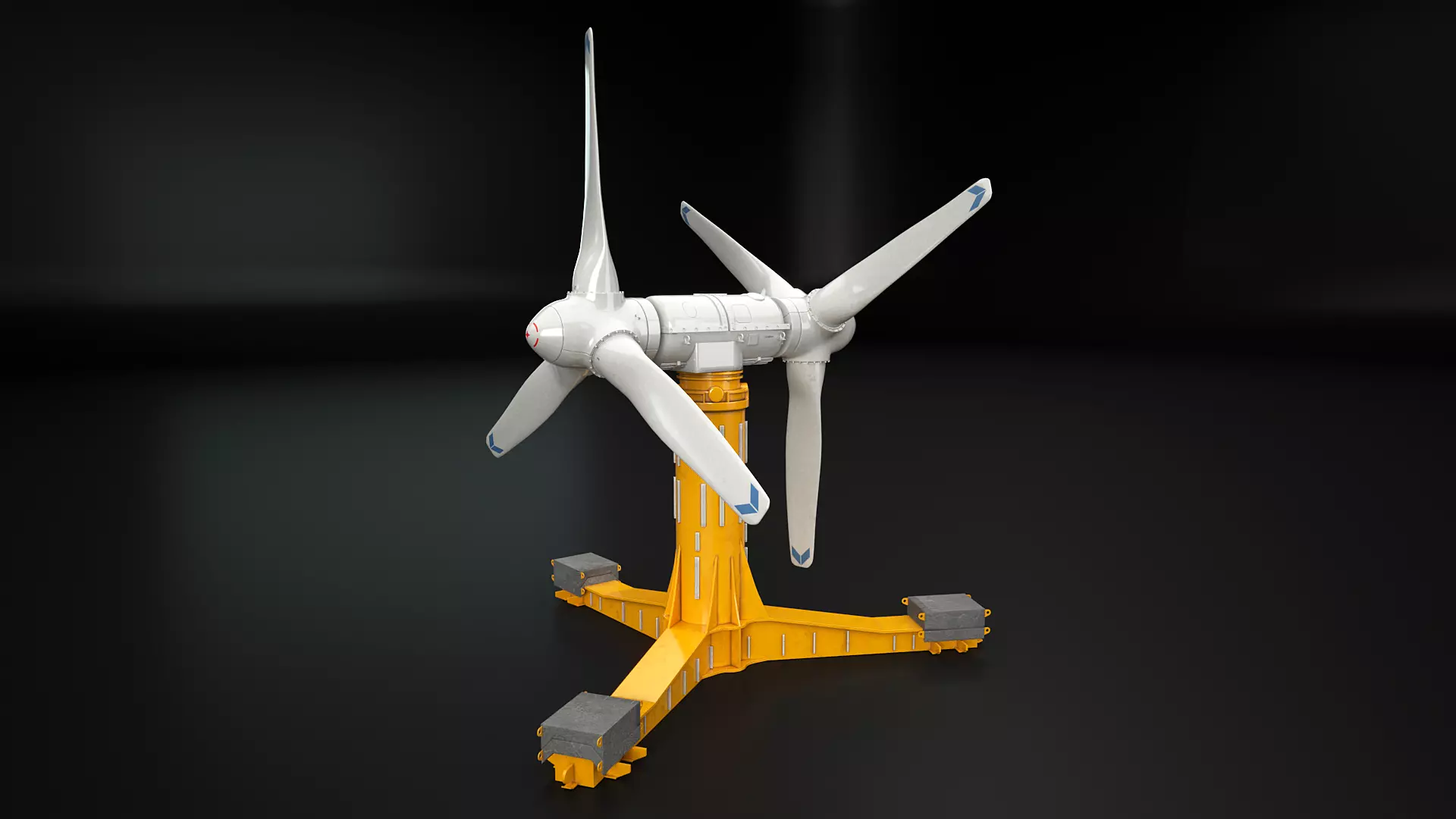 Tidal Power Double Turbine Low-poly 3D model