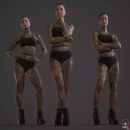 Tattoo Model Collection tattooed woman Low-poly 3D model