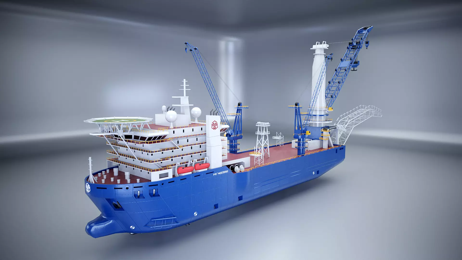 Pipelayer Crane Ship 3D model