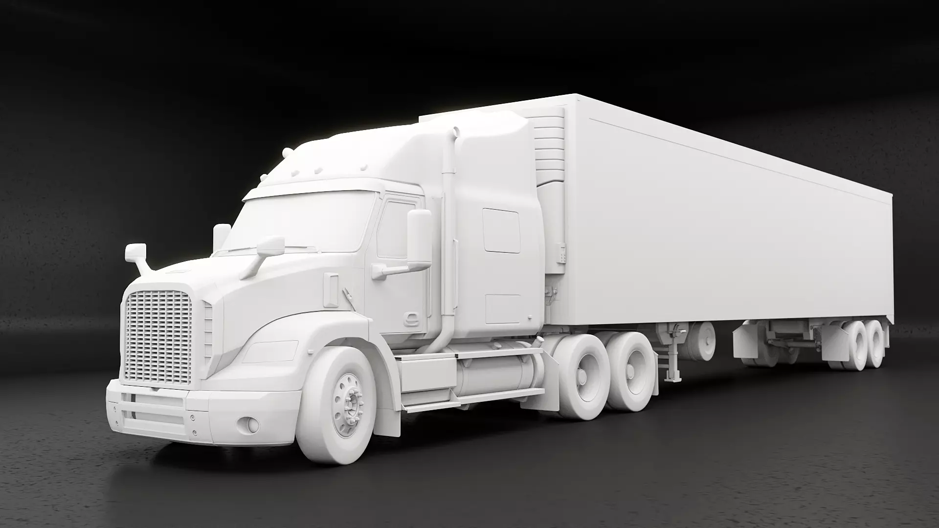 Generic Semi Truck Sleeper Cab and Refrigerated US Trailer UT 3D model