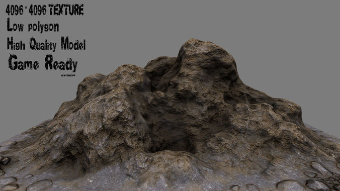 Rocks mountain with on top Low-poly 3D model