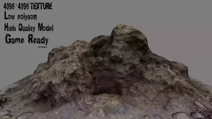 Rocks mountain with on top Low-poly 3D model