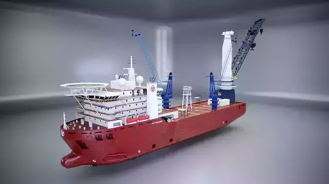 Crane Ship Used Low-poly 3D model