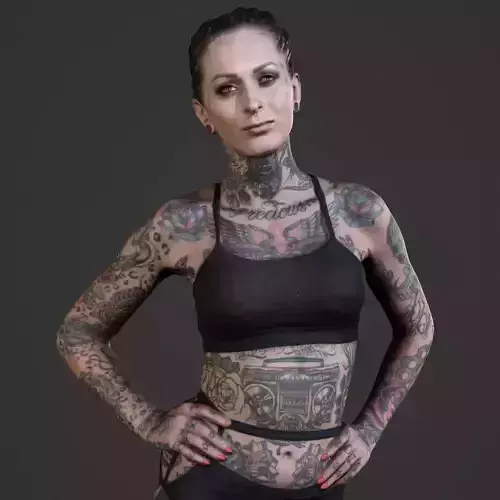 Tattoo model 2 tattooed woman posing for shoot 3D print model