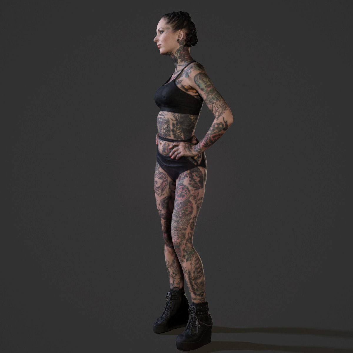 Tattoo model 2 tattooed woman posing for shoot 3D print model_3