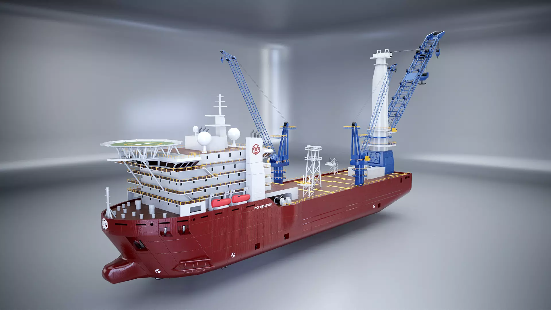 Crane Ship Low-poly 3D model