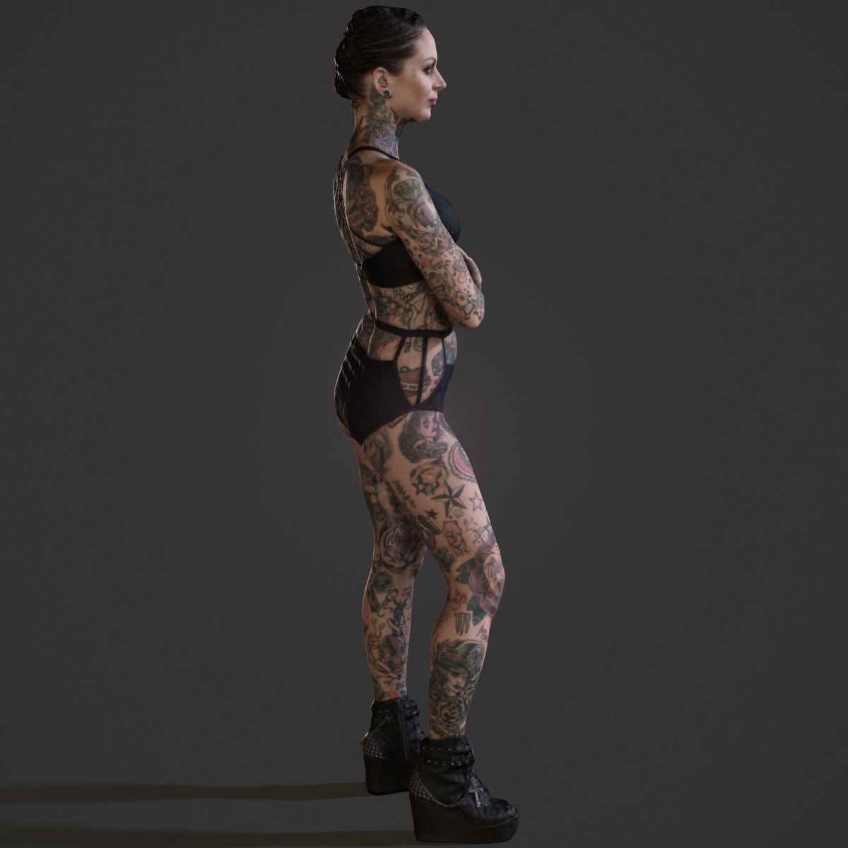 Tattoo model 3 woman with tattoos 3D print model_3