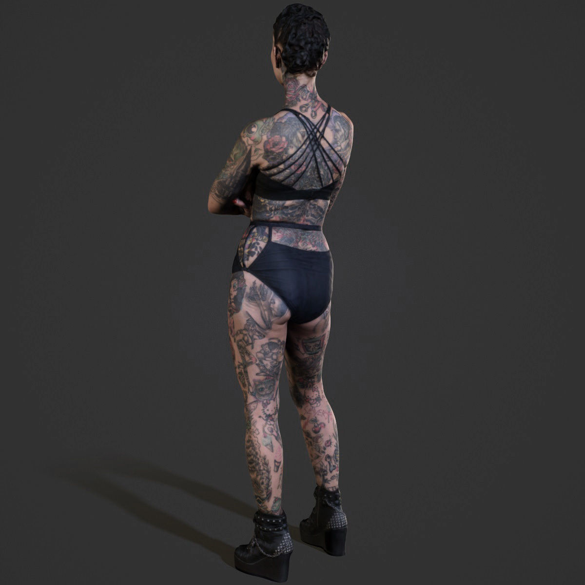 Tattoo model 3 woman with tattoos 3D print model_2