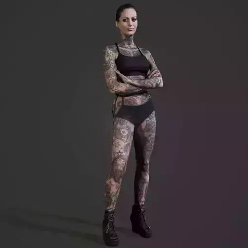 Tattoo model 3 woman with tattoos 3D print model