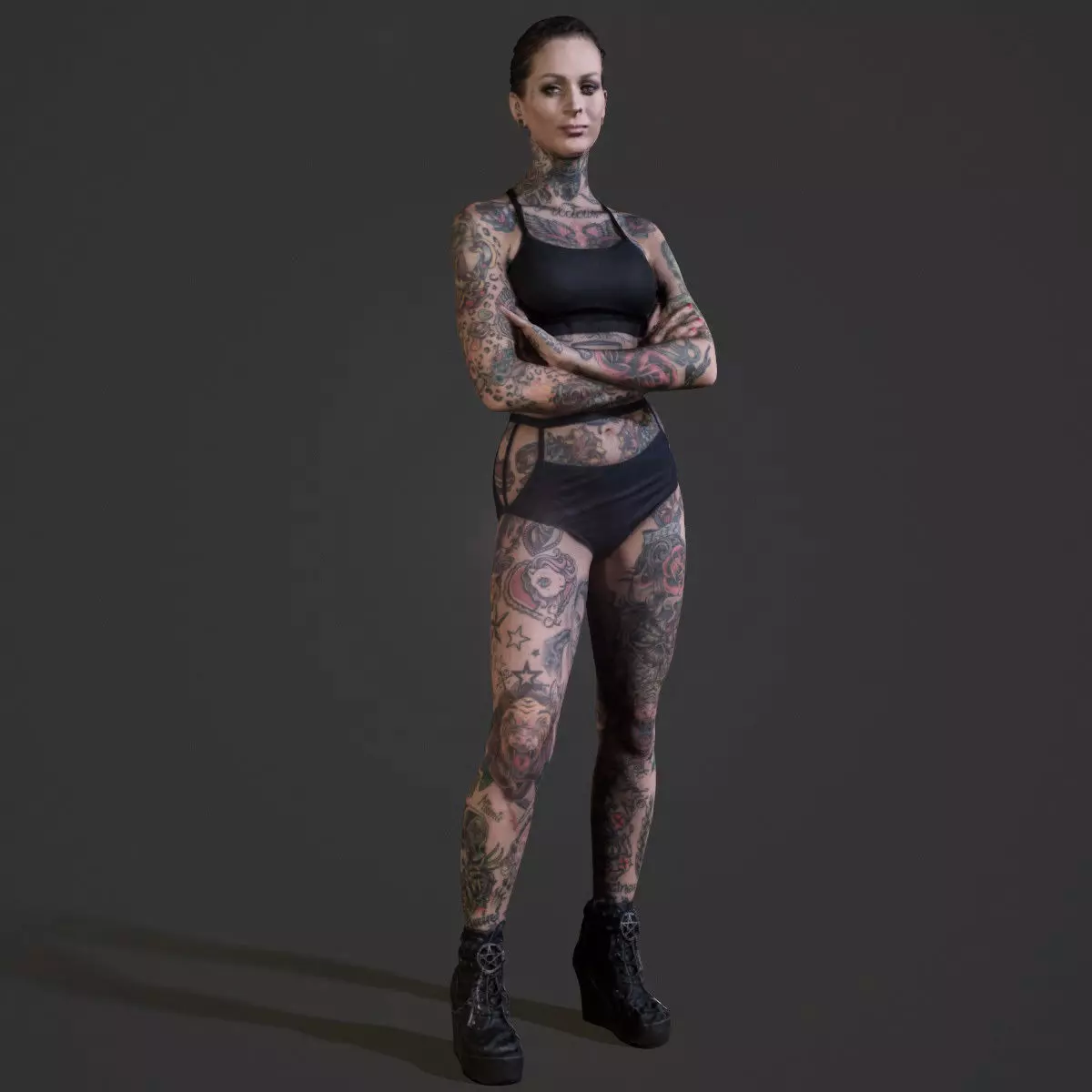 Tattoo model 3 woman with tattoos 3D print model_0