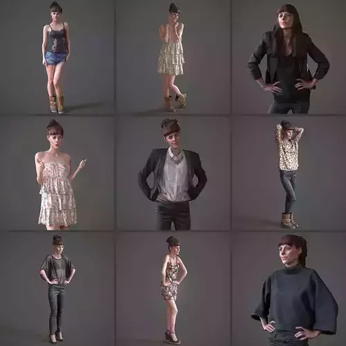 9 Fashion Girls Collection Low-poly 3D model