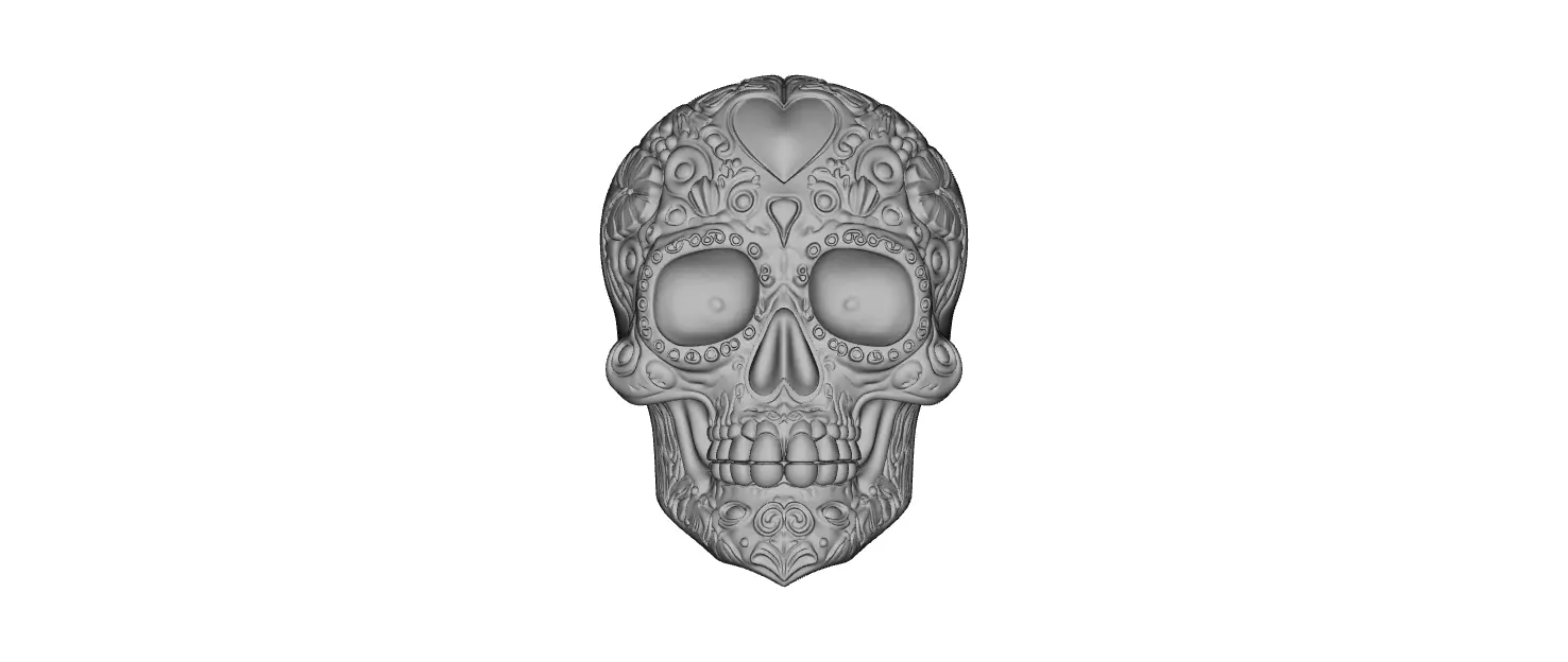 Heart Motif Sugar Skull 3D Model Ornamental Calavera Jewelry 3D print model