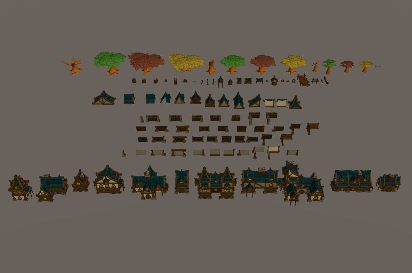 Fantasy modular house pack Low-poly 3D model_10