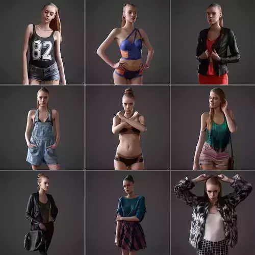 9 Fashion Girls Collection 2 Low-poly 3D model