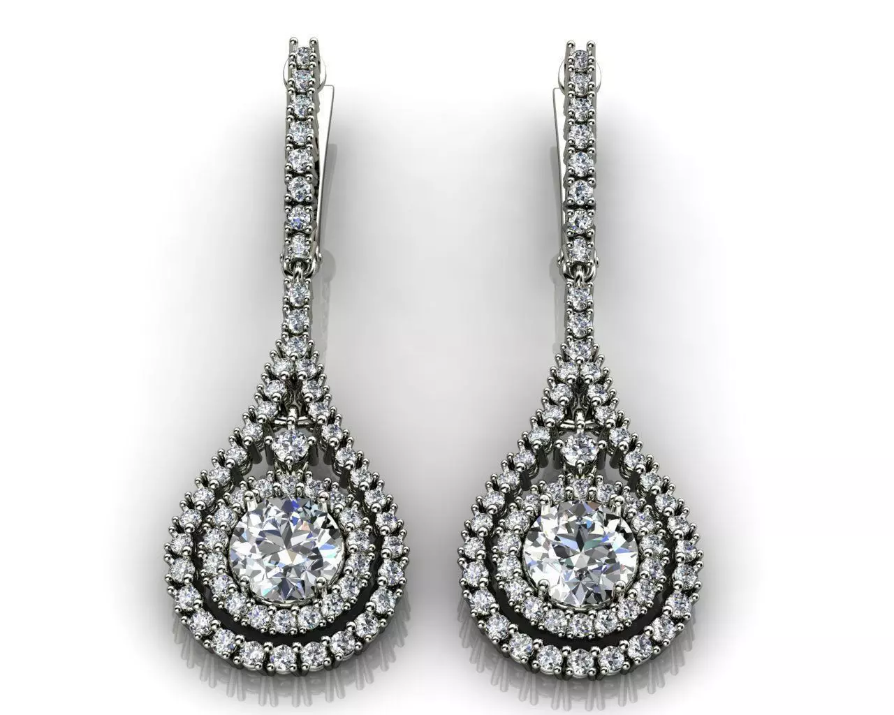 Earrings With Diamonds And White Gold 3D print model