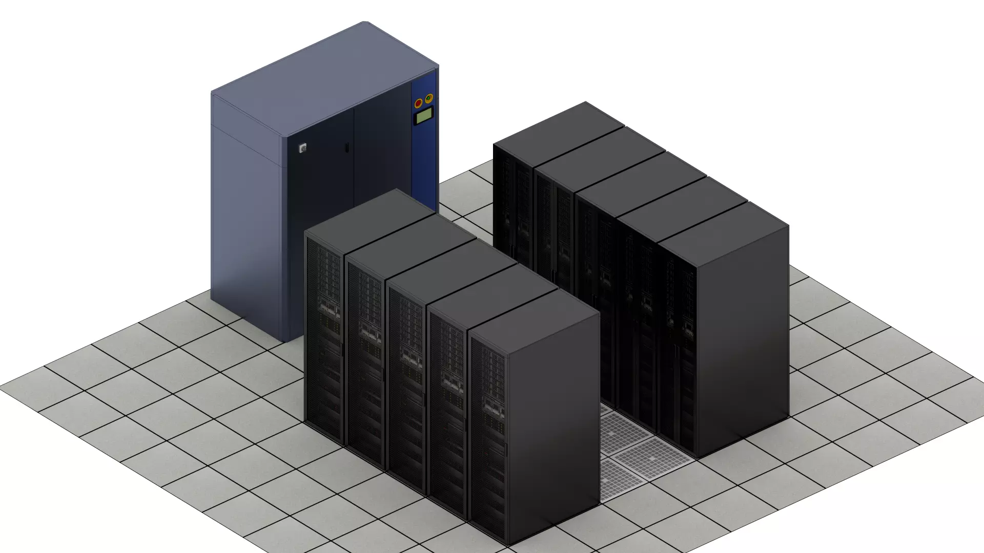 Lowpoly Data Center Server Room Visualization Scene Low-poly 3D model