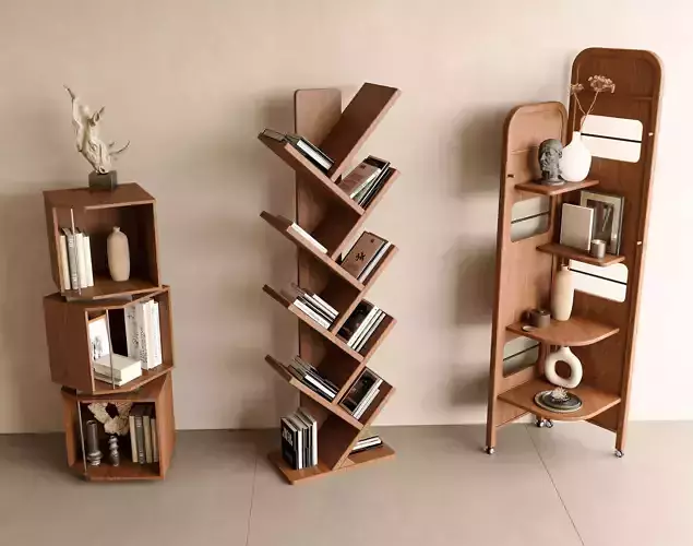 Rotatable bookshelf tree-shaped floor-standing bookshelf 3D 3D model