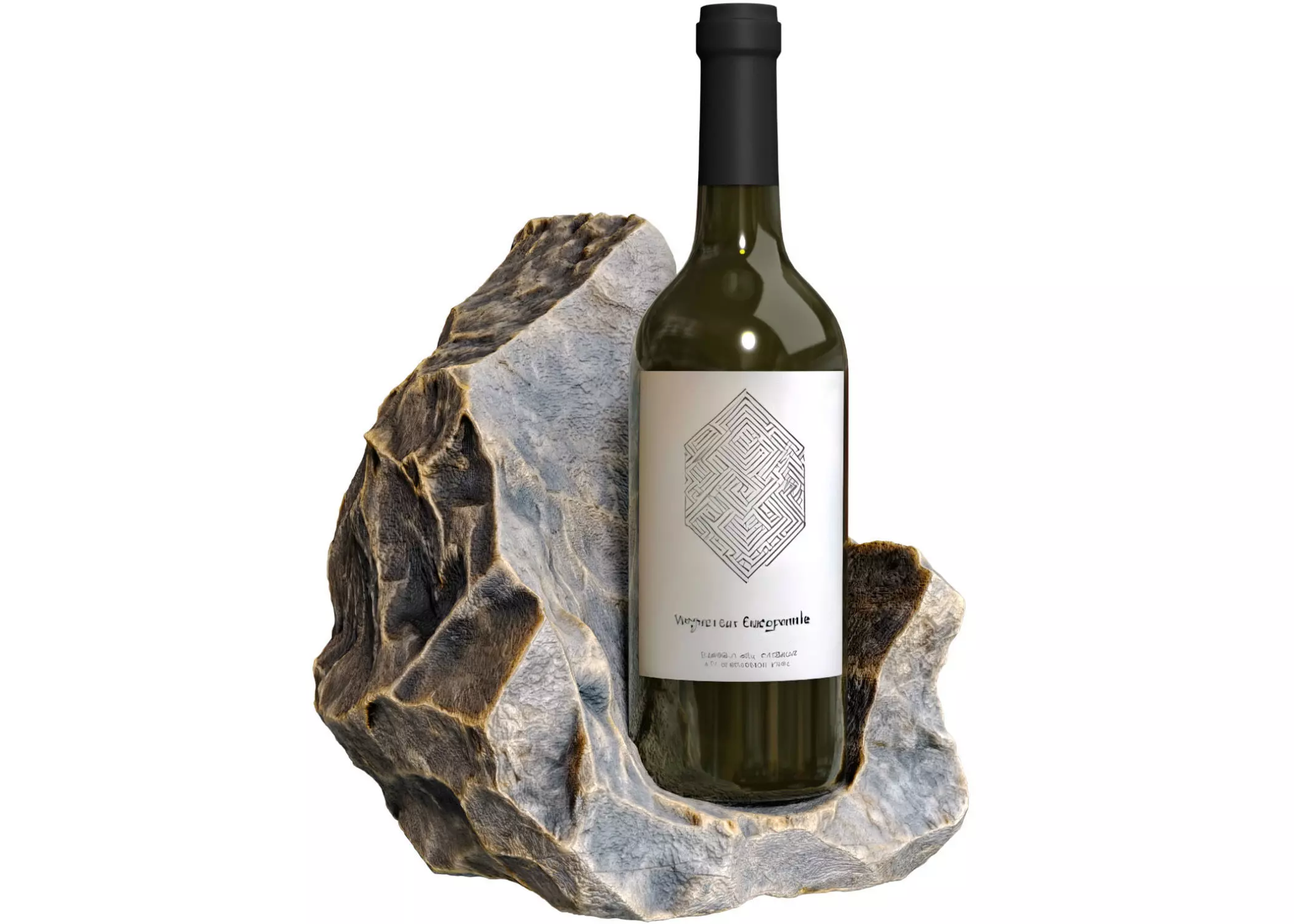 Handcrafted stone wine bottle stand holder 3D model