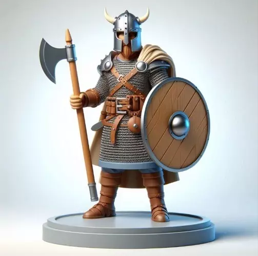 3299Color 3D Model of a Viking Warrior in Full Armor STL 3D print model